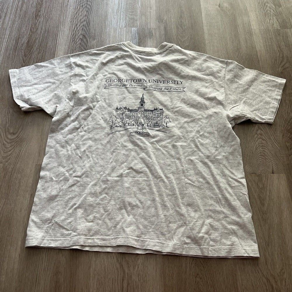 Vintage Georgetown University Shirt Adult XLarge White Short Sleeve Hoyas Y2K